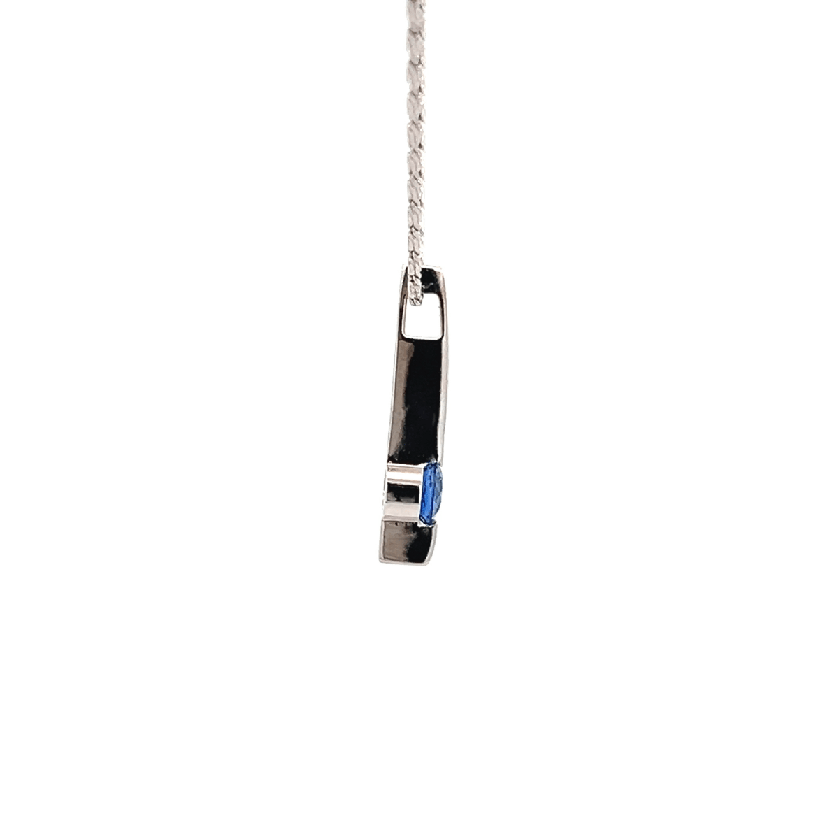 Vardy's Collection Round Sapphire Open Link Pendant Necklace in 14K White Gold (0.34ct)