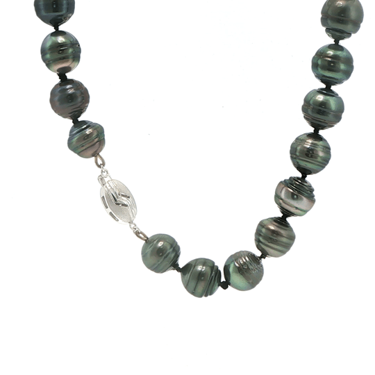 Vardy's Collection Round Tahitian Peacock Pearl Necklace in 14K White Gold