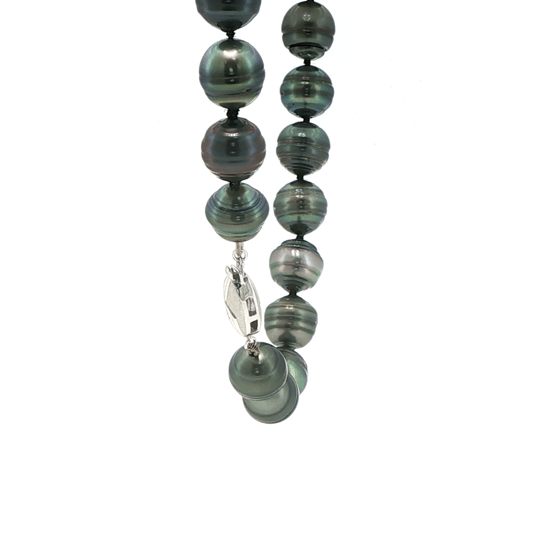 Vardy's Collection Round Tahitian Peacock Pearl Necklace in 14K White Gold