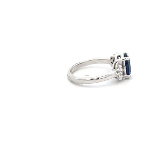 Vardy's Collection Sapphire and Diamond Fashion Ring in 14K White Gold (0.4ct)