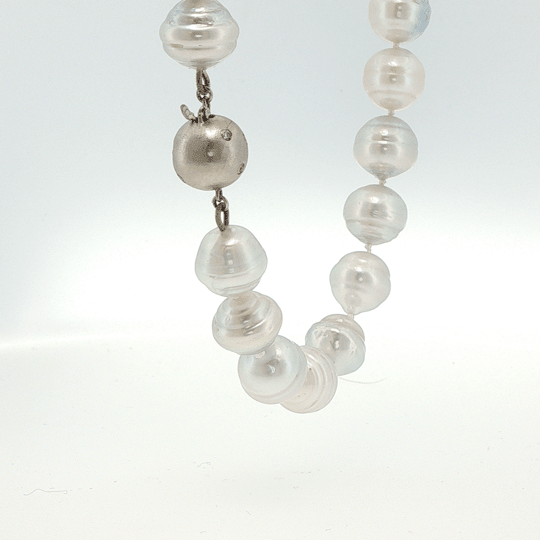 Vardy's Collection South Sea White Pearl Single Strand Necklace in 14K White Gold