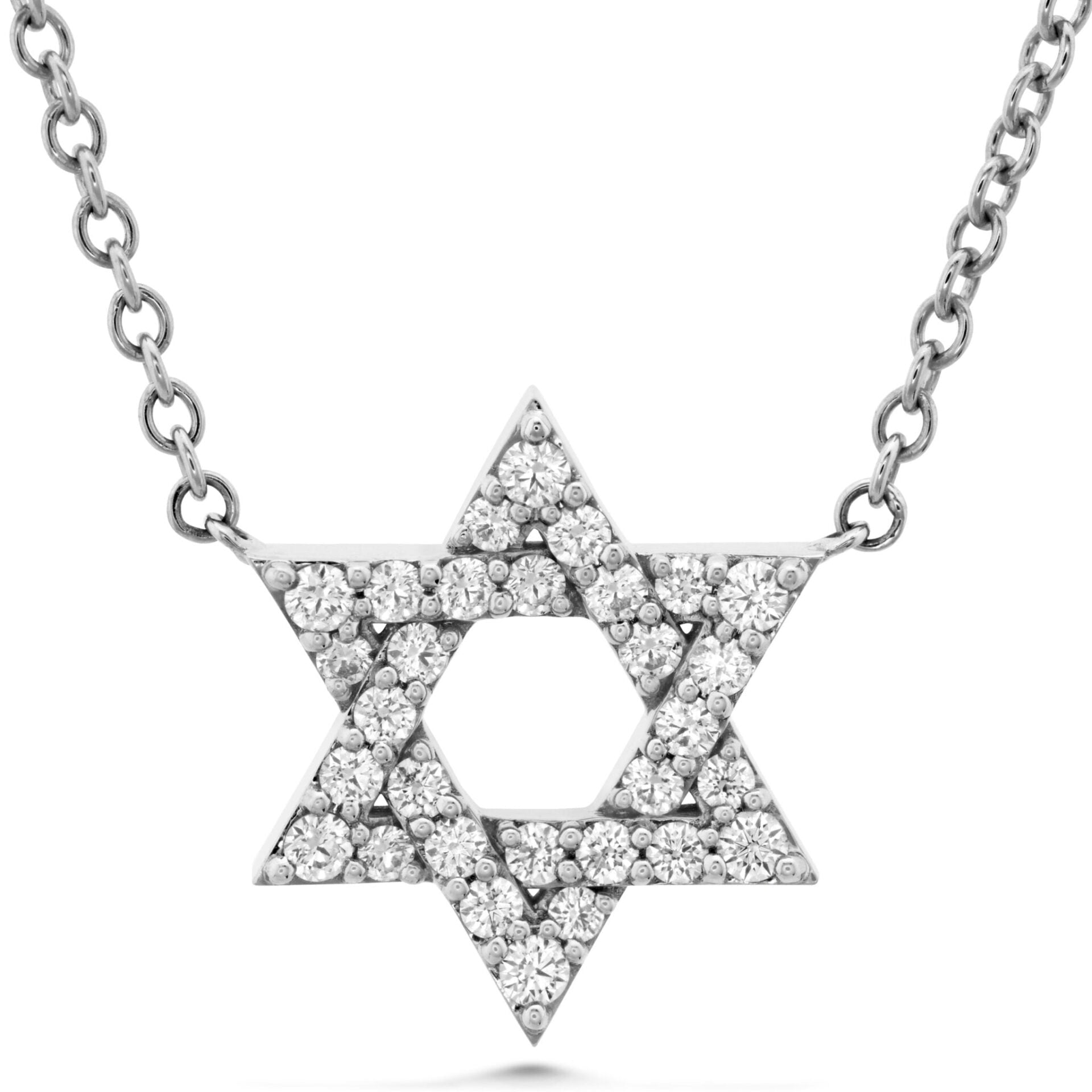 Vardy's Collection Star Of David Pendant Necklace with Hearts On Fire Cut Diamonds in 18K White Gold (0.18ctw)