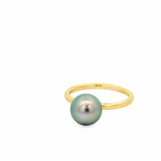 Vardy's Collection Tahitian Black Pearl Fashion Ring in 14K Yellow Gold