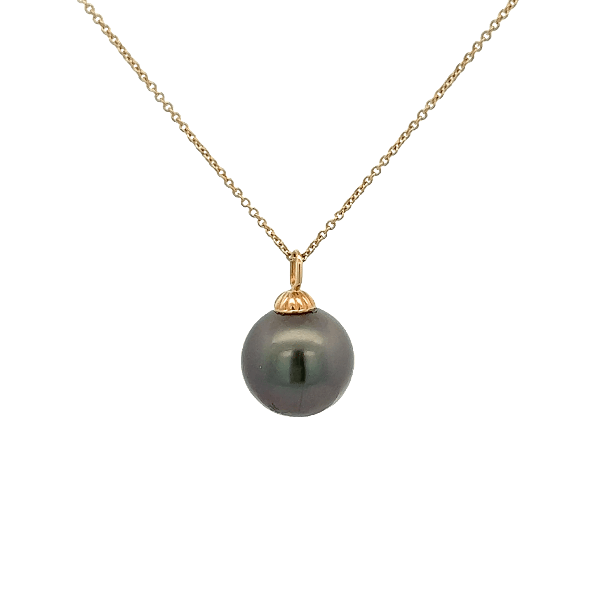 Vardy's Collection Tahitian Peacock Pearl Open Link Pendant in 14K Yellow Gold