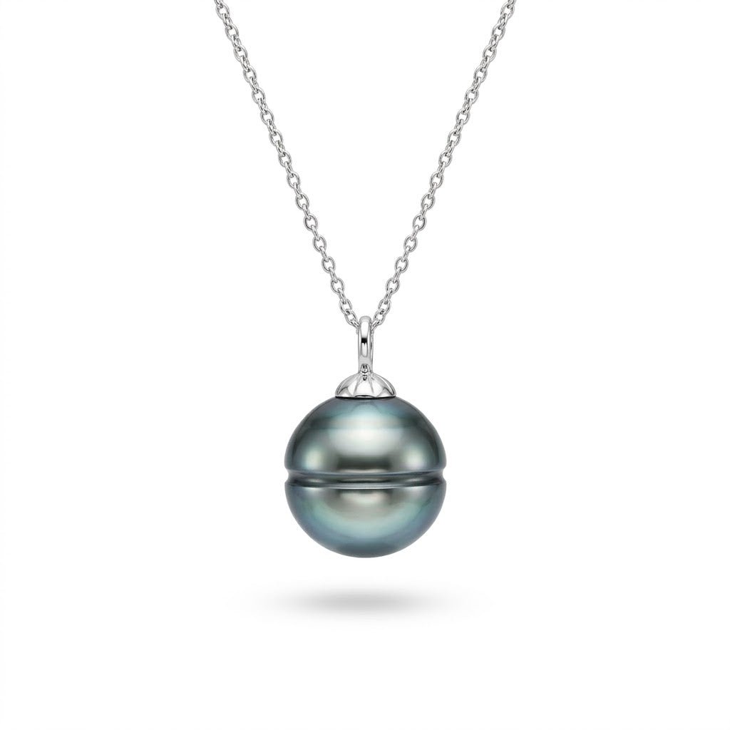 Vardy's Collection Tahitian Peacock Pearl Pendant Necklace in 14K White Gold
