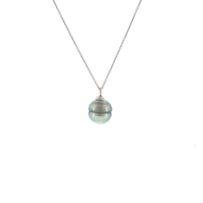 Vardy's Collection Tahitian Peacock Pearl Pendant Necklace in 14K White Gold