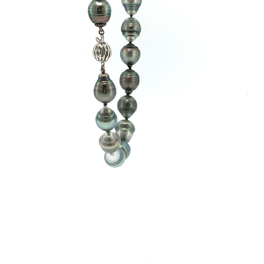 Vardy's Collection Tahitian Peacock Pearl Single Strand Bracelet in 14K White Gold