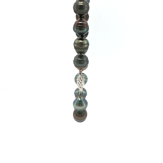 Vardy's Collection Tahitian Peacock Pearl Single Strand Bracelet in 14K White Gold