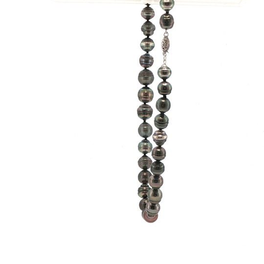 Vardy's Collection Tahitian Peacock Pearl Single Strand Necklace in 14K White Gold