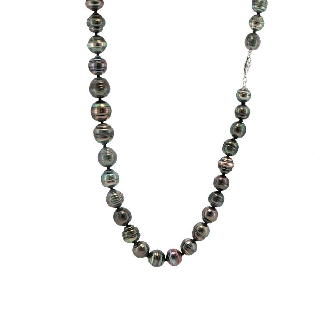 Vardy's Collection Tahitian Peacock Pearl Single Strand Necklace in 14K White Gold