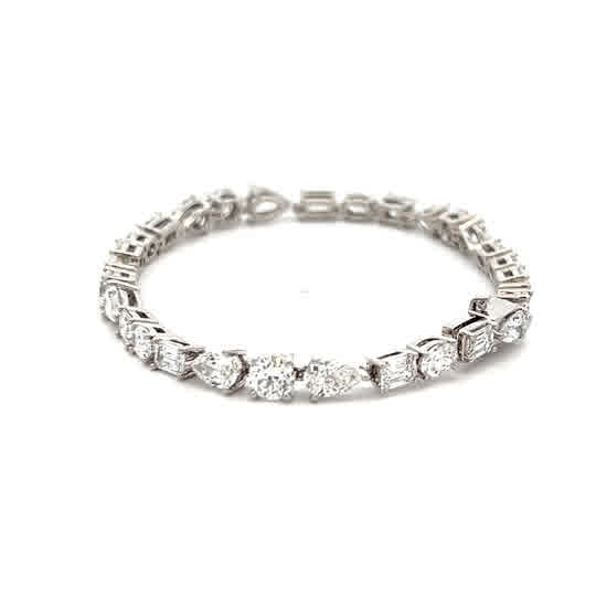 Vardy's Collection Various Shapes F VVS2 Diamond Tennis Bracelet in Platinum (12.60ctw)