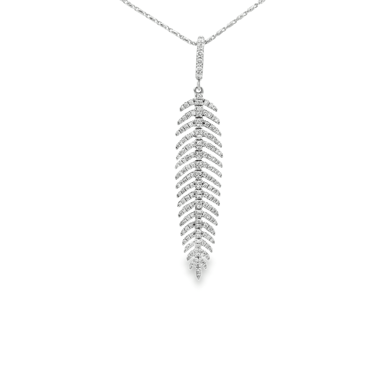 White Gold Diamond Feather Pendant