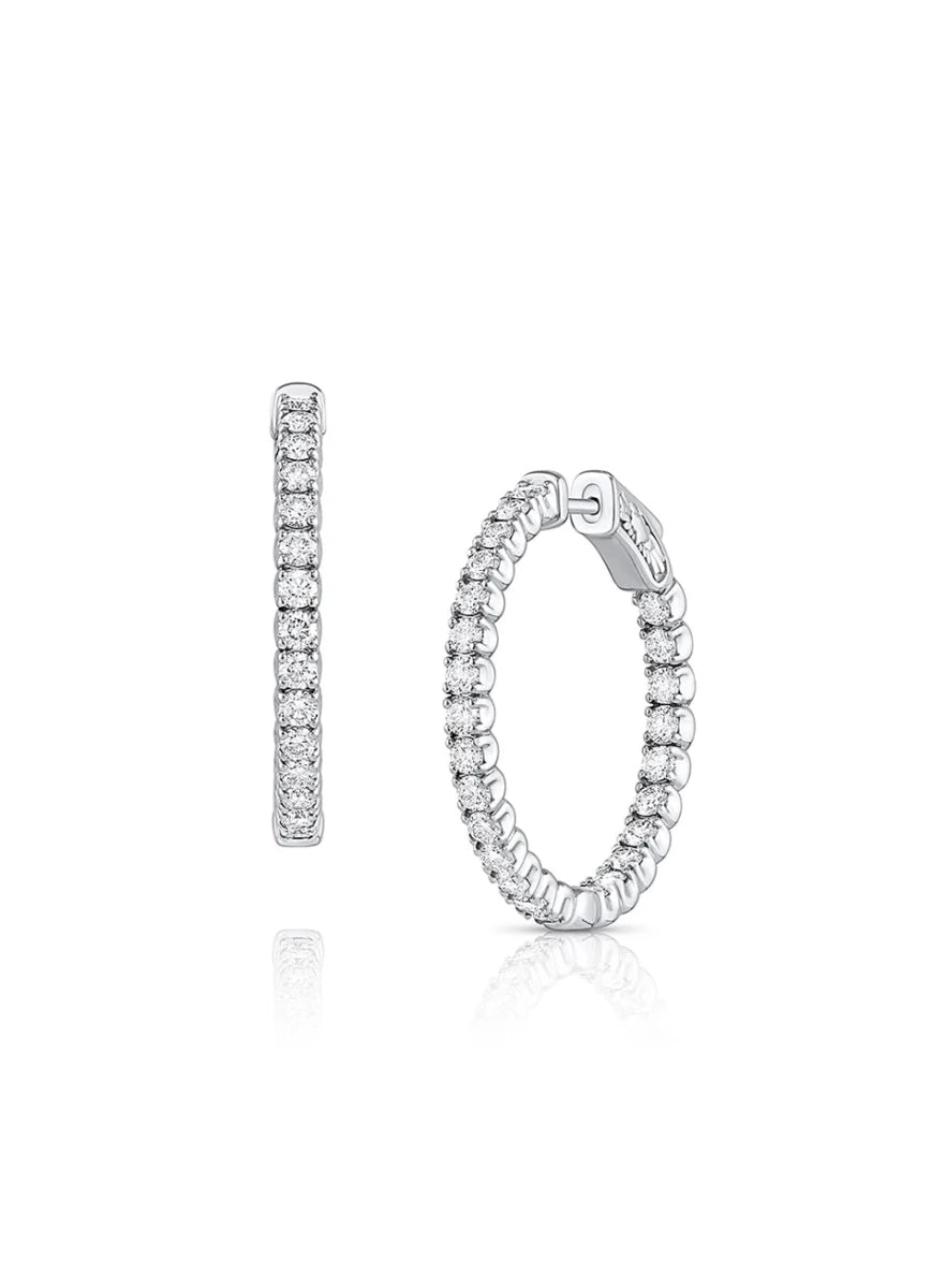 White Gold Diamond Inside Out Hoop Earrings