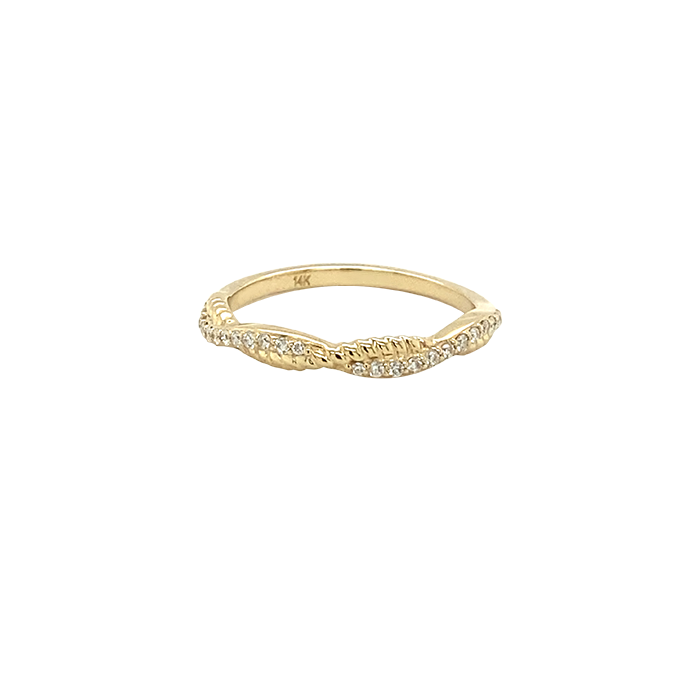 14 Karat Yellow Gold Twist Fashion Diamond Ring