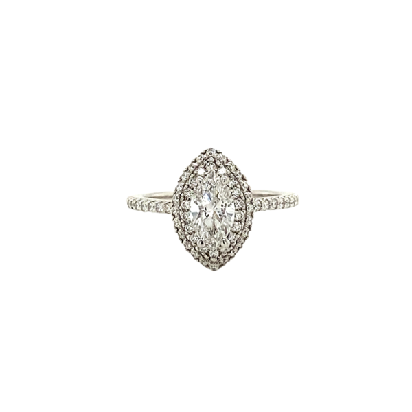 18 Karat White Gold Marquis Diamond Engagement Ring