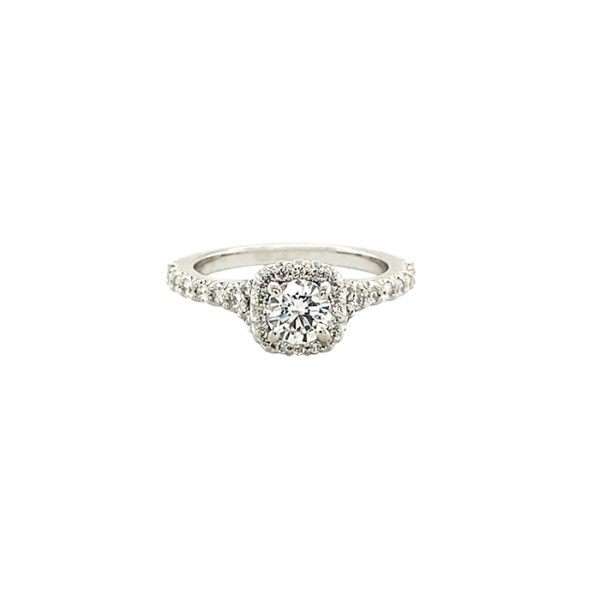 14 Karat White Gold Halo Diamond Engagement Ring