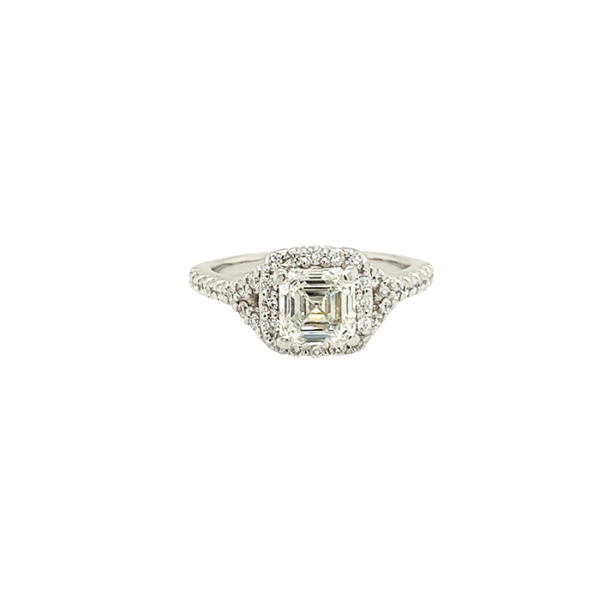 Platinum Halo Asscher Cut Engagement Ring