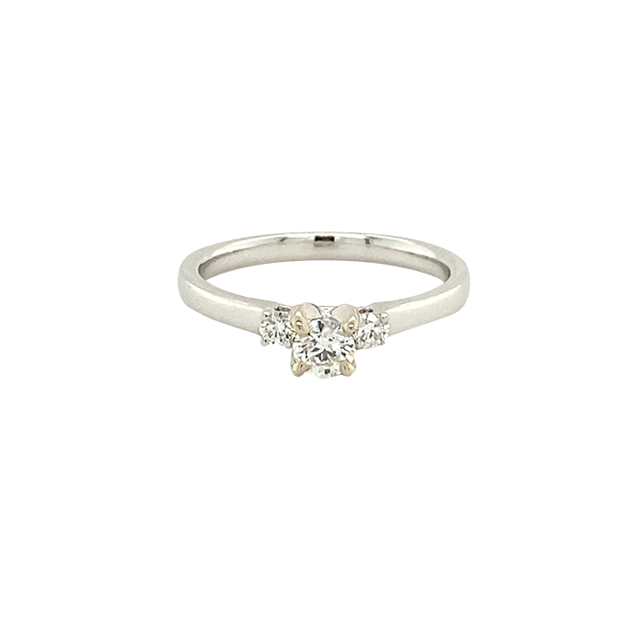 18 Karat White Gold 3 Stone Diamond Ring