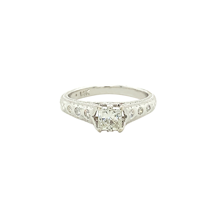 14 Karat White Gold Vintage Engagement Ring