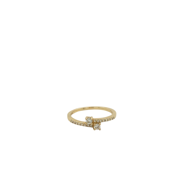 14 Karat Yellow Gold Diamond Fashion Ring with Round Diamonds