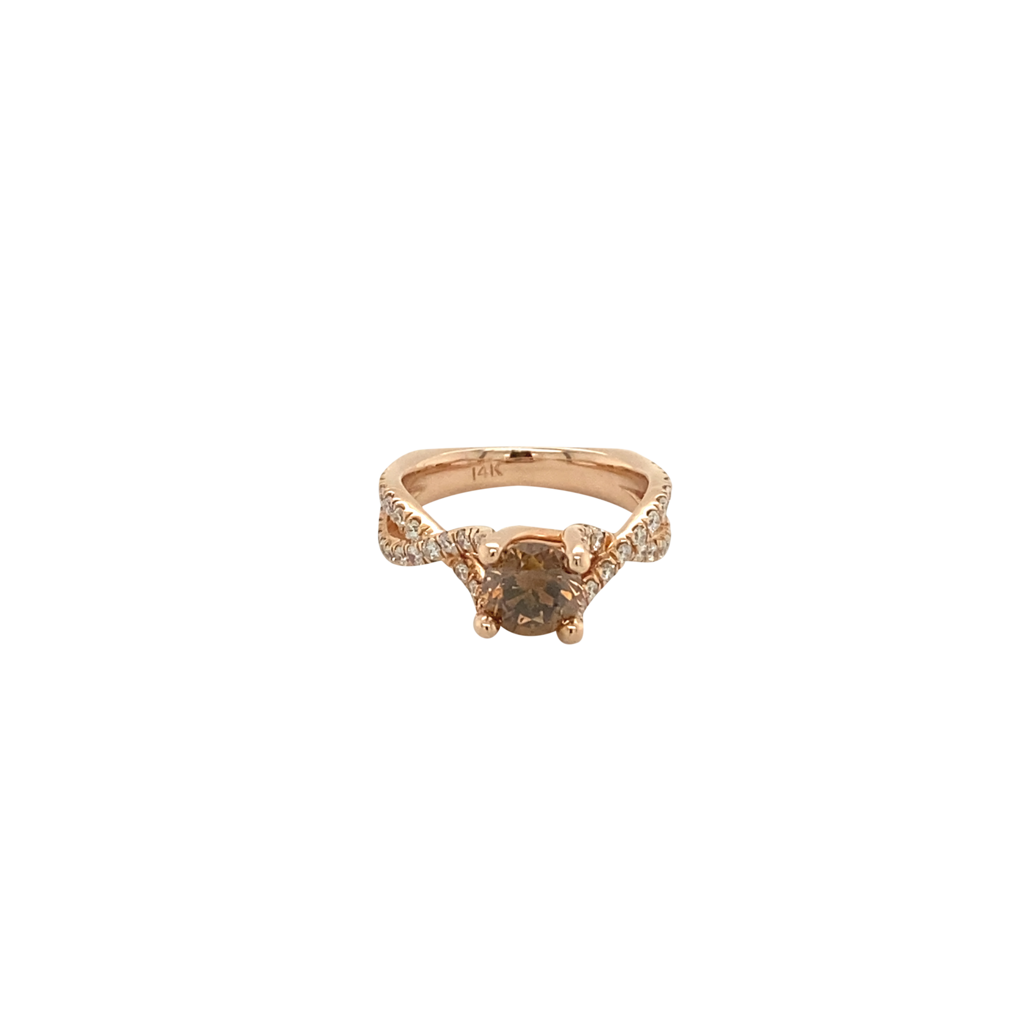14 Karat Rose Gold Cognac Diamond Ring