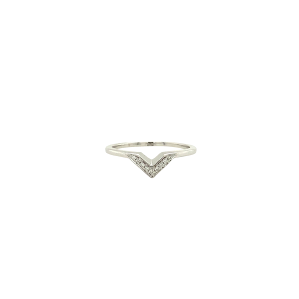 14 Karat White Gold Bold V Fashion Diamond Ring