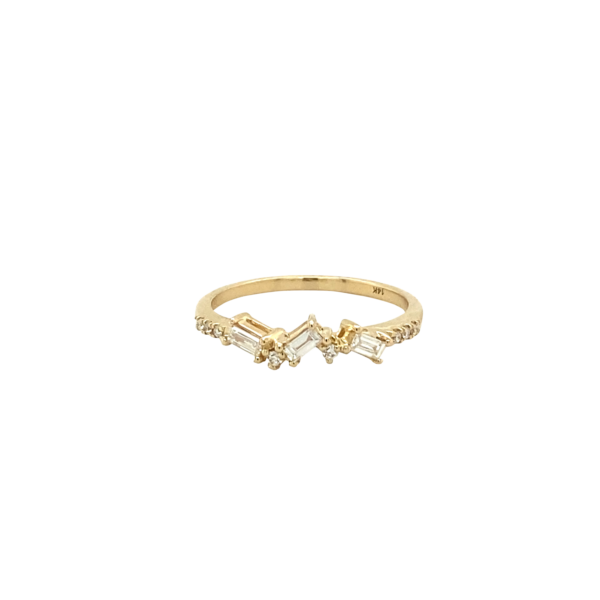 14 Karat Yellow Gold Multi-Shaped Diamond Stackable Ring
