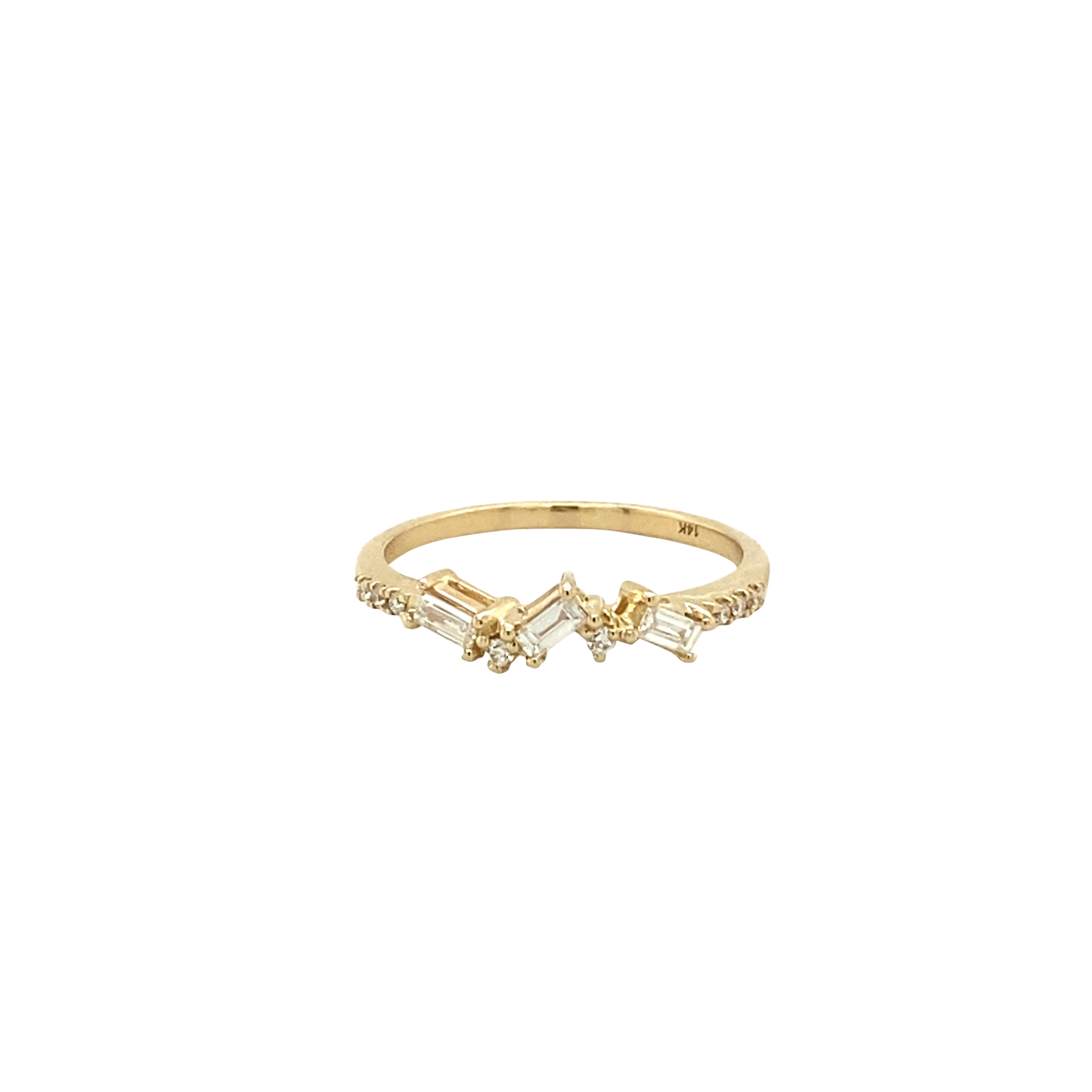 14 Karat Yellow Gold Multi-Shaped Diamond Stackable Ring