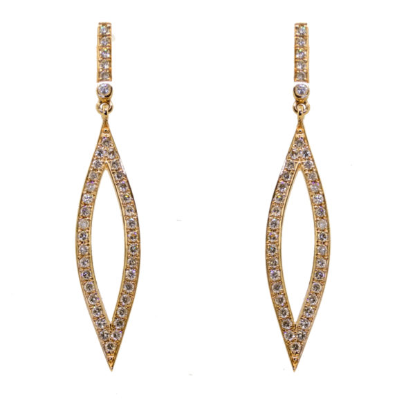 14 Karat Rose Gold Diamond Dangle Earrings