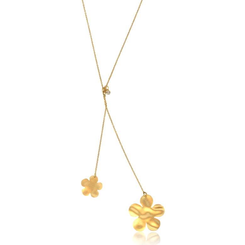 Marika Desert Gold 14k Yellow Gold Diamond and Flowers Necklace