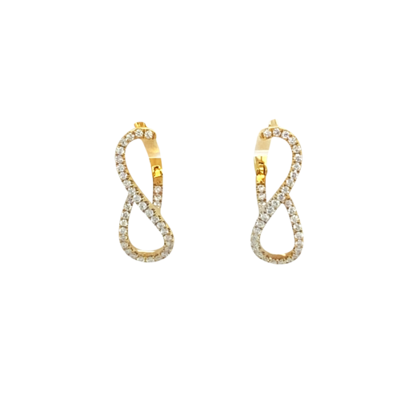 18 Karat Yellow Gold Free Form Diamond Earrings