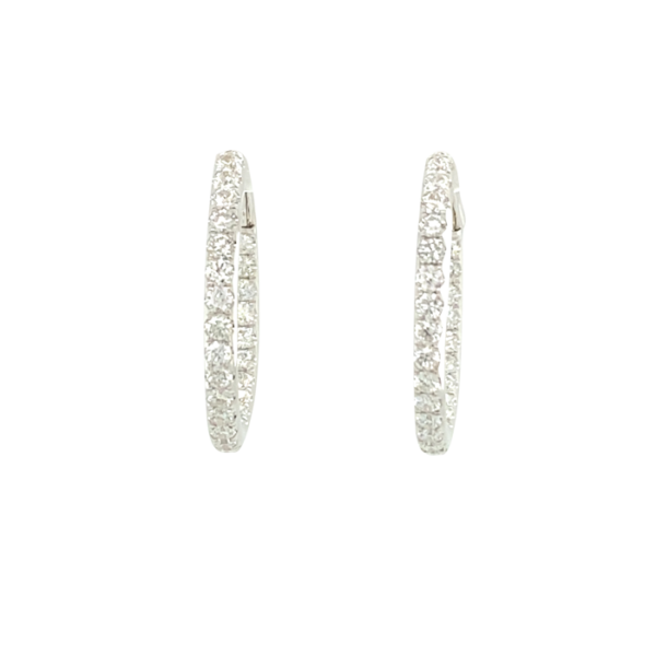 18 Karat White Gold Diamond Inside-Out Hoop Earrings