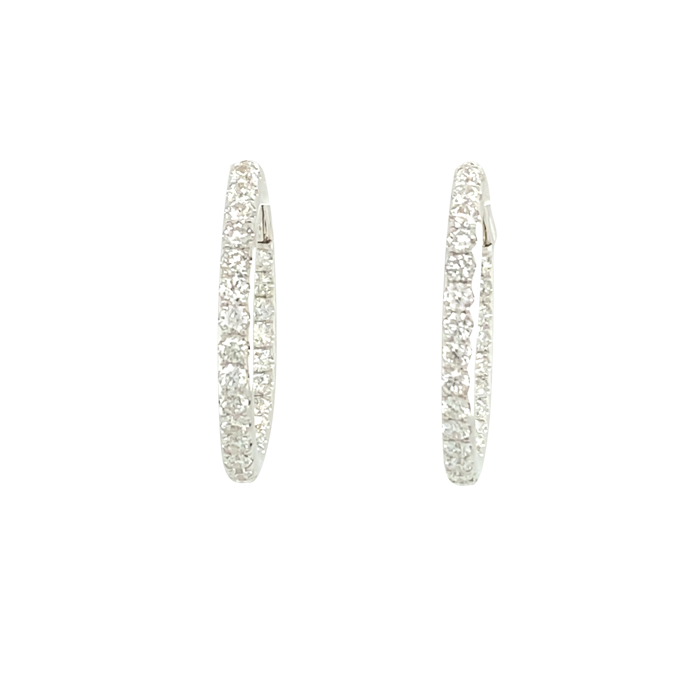 18 Karat White Gold Diamond Inside-Out Hoop Earrings