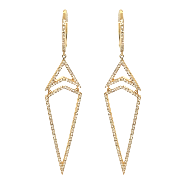 14 Karat Yellow Gold Free Form Diamond Earrings