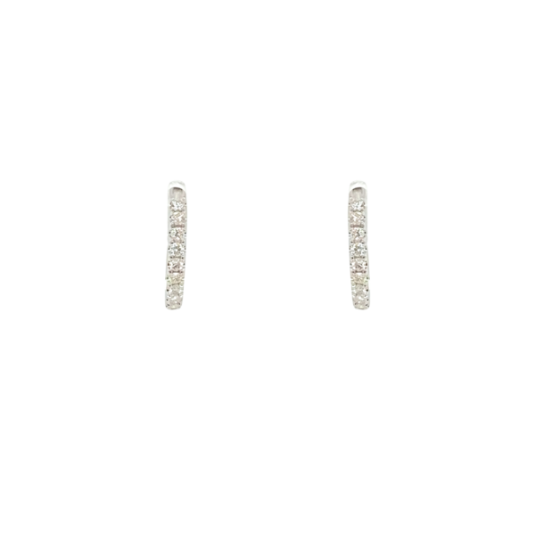 14 Karat White Gold Small Hoop Diamond Earrings