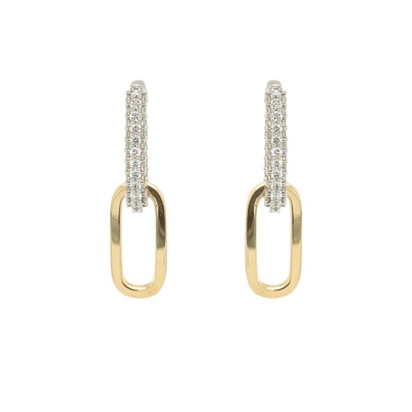 14 Karat Two Tone Diamond Drop Earrings