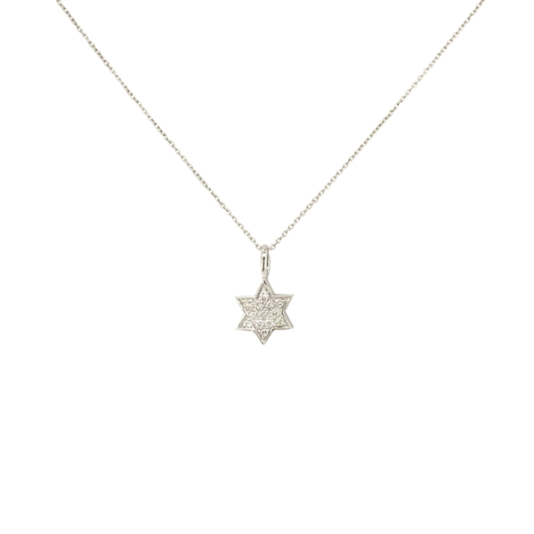 14 Karat White Gold Star of David Diamond Pendant