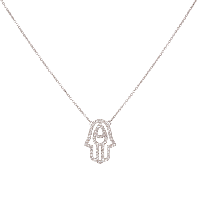 White Gold Hamsa Pendant Vardy's Jewelers Bay Area