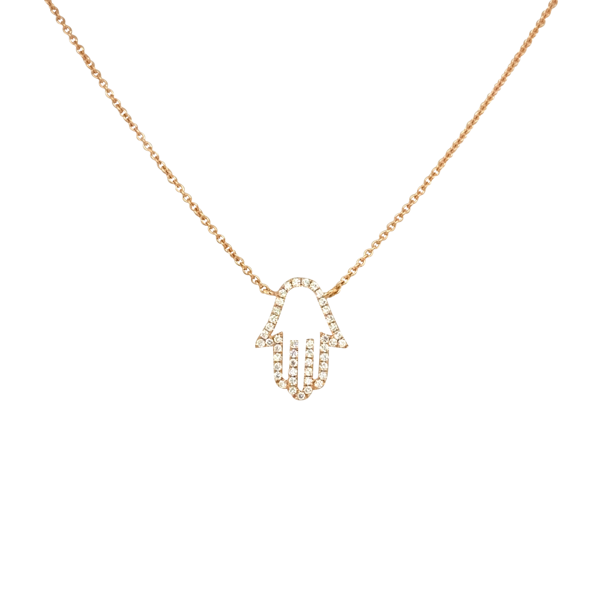 18 Karat Rose Gold Hamsa Diamond Pendant