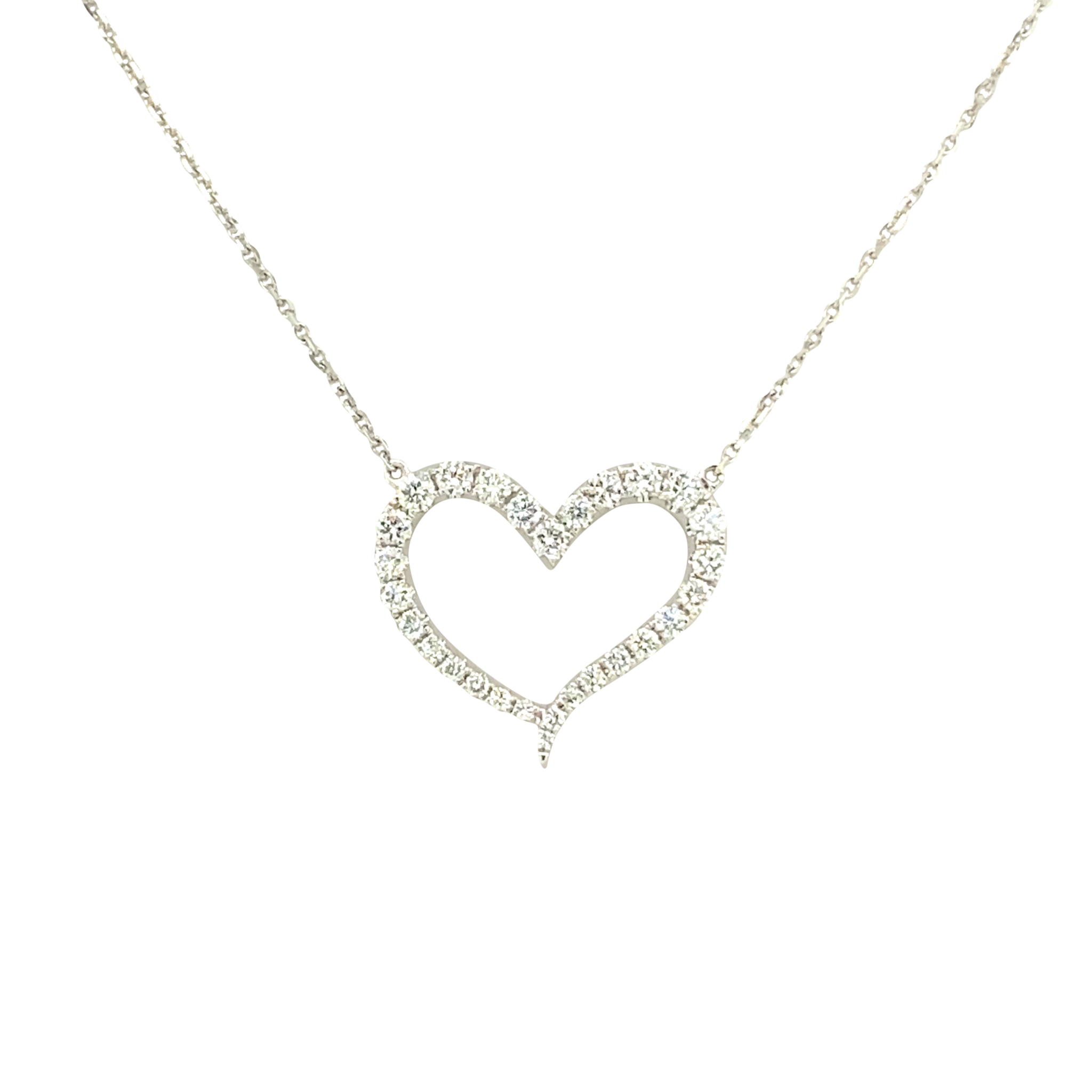 18 Karat White Gold Diamond Heart Pendant