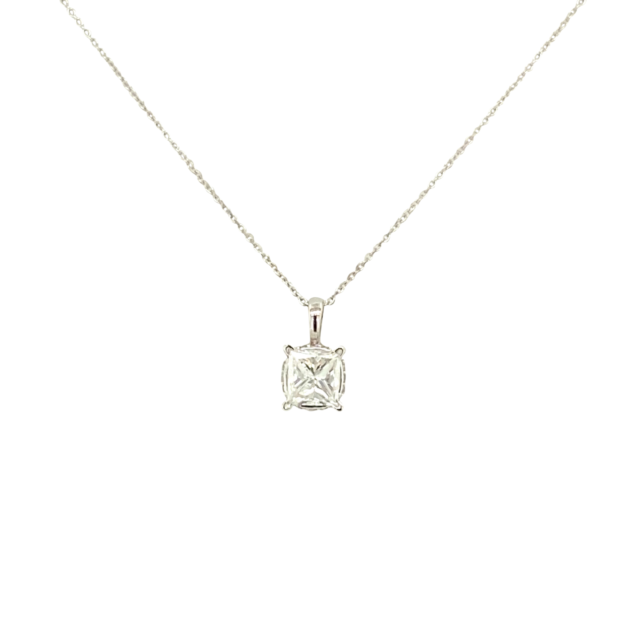 14 Karat White Gold Princess Cut Diamond Pendant
