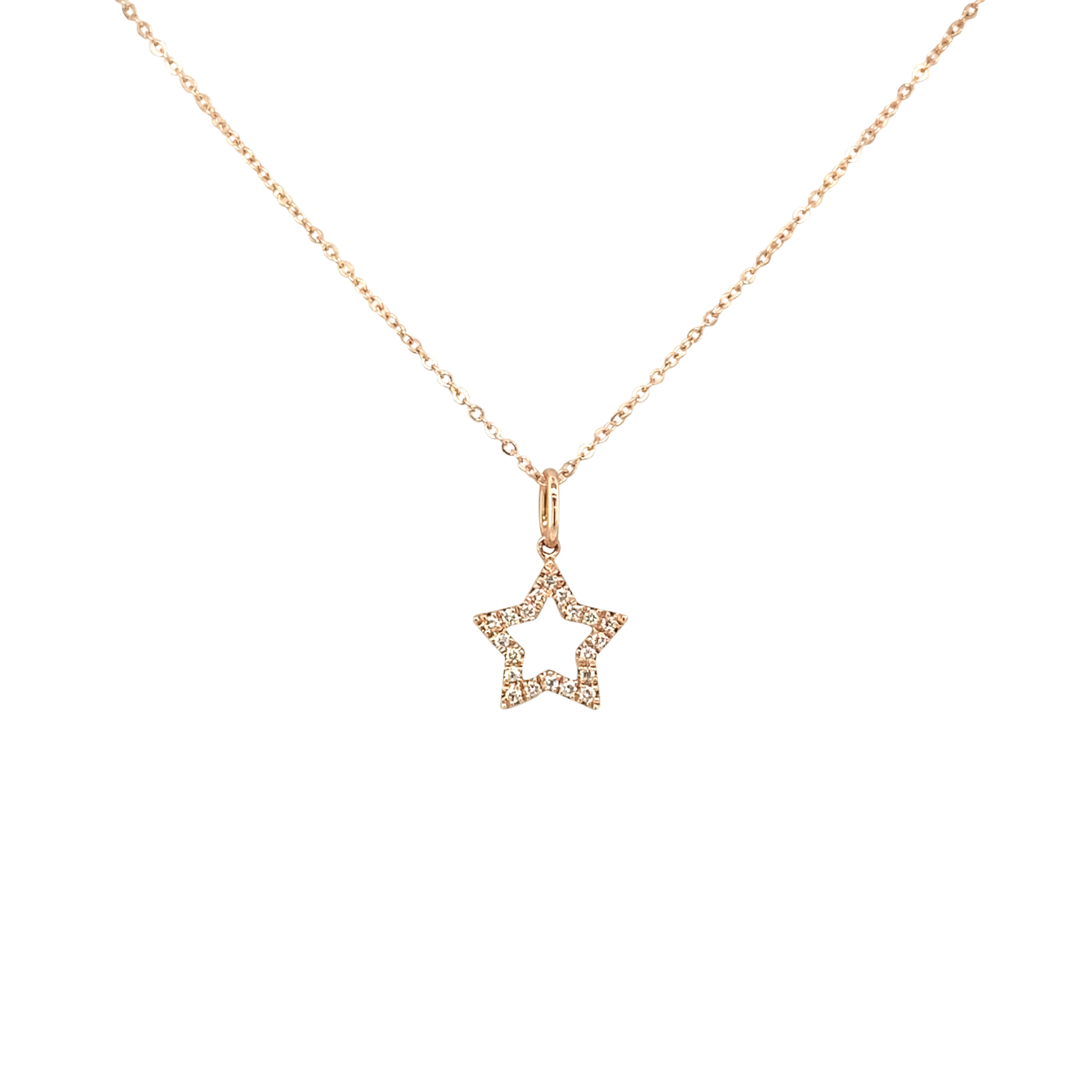 14 Karat Rose Gold Diamond Star Pendant