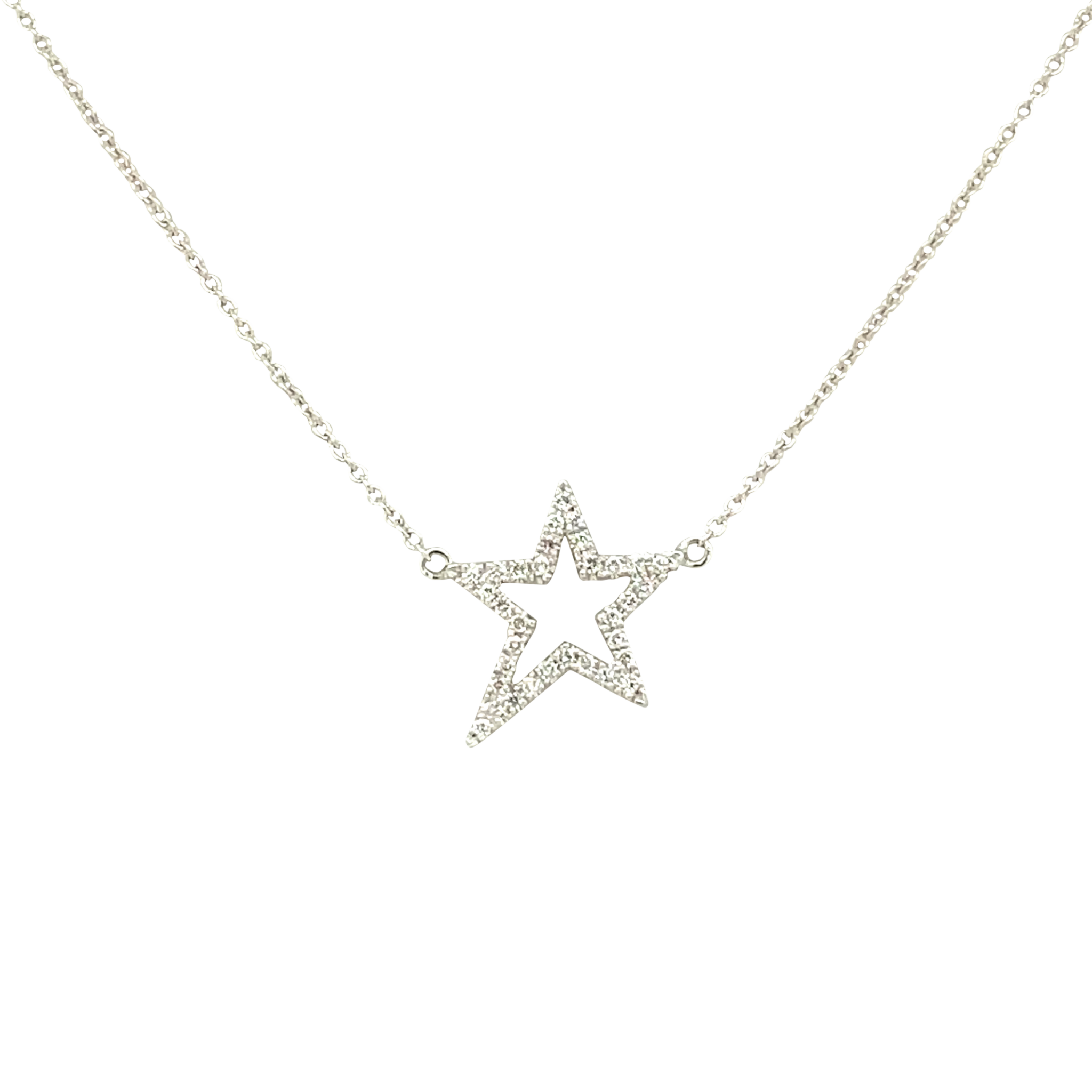 14 Karat White Gold Diamond Star Pendant