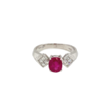18 Karat White Gold Ruby Fashion Ring With Diamonds