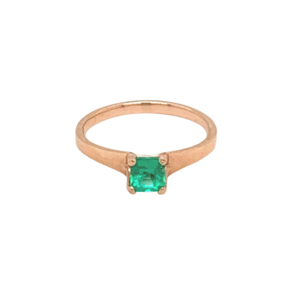 14 Karat Rose Gold and Emerald Ring
