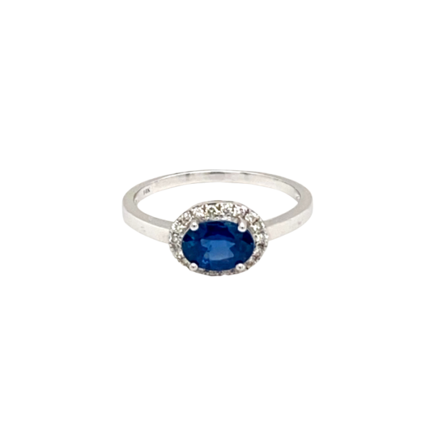 14 Karat Halo Sapphire Fashion Ring