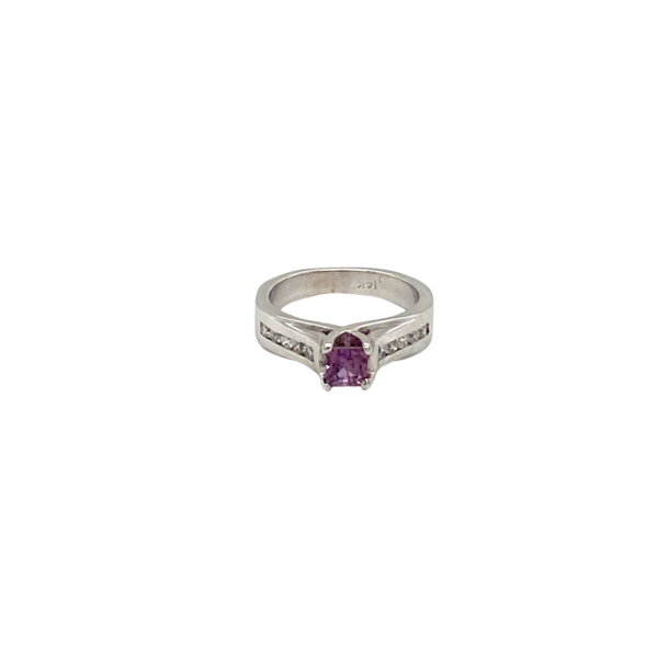 14 Karat White Gold Pink Sapphire Ring