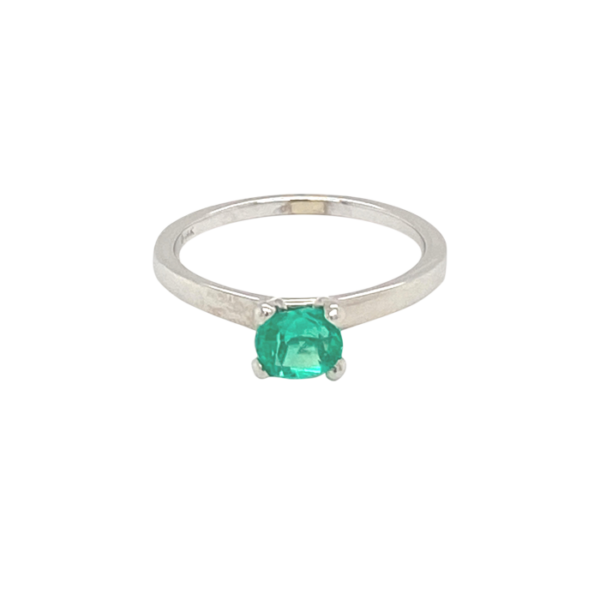14 Karat White Gold Emerald Ring