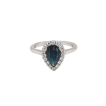 14 Karat White Pear Sapphire and Diamond Ring