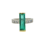 18 Karat Yellow Gold and Platinum Emerald Ring